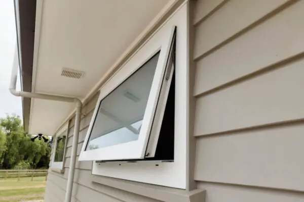 Open awning window on villa